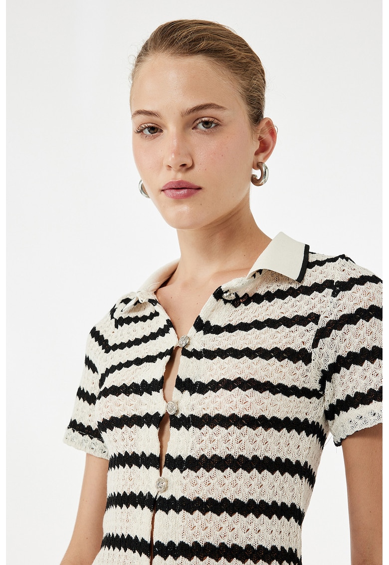 Cardigan polo cu dungi