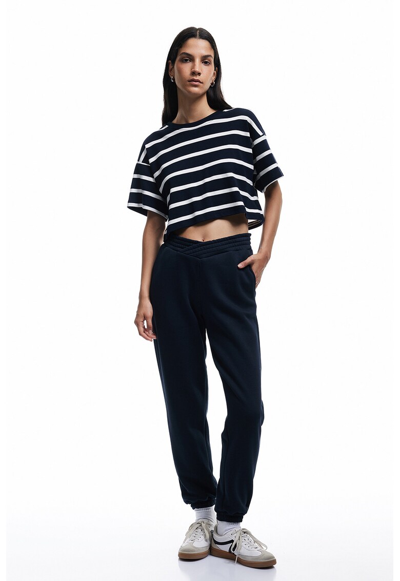 Pantaloni de trenimg cu talie striata - Negru stins