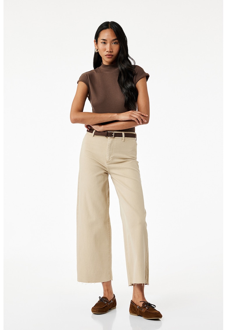 Blugi crop drepti cu talie inalta