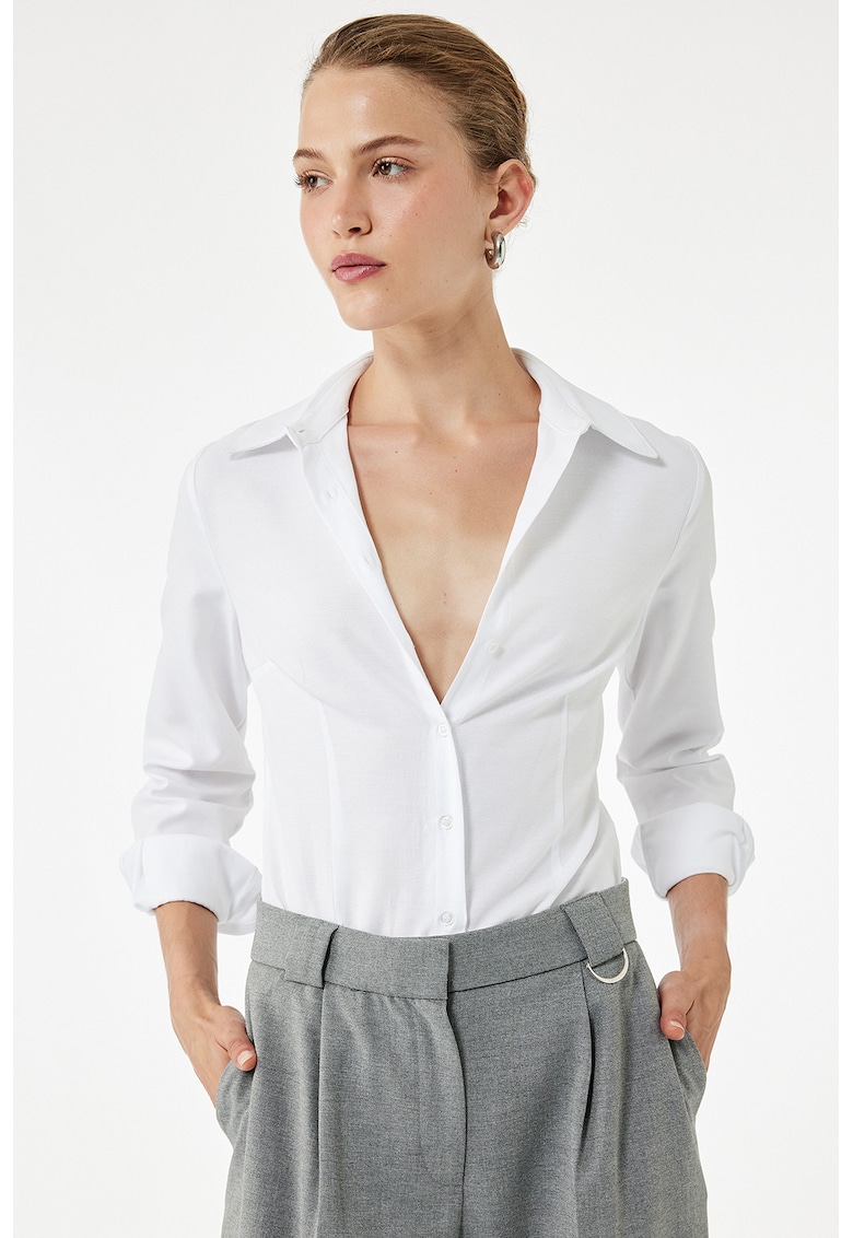 Camasa slim-fit cu guler ascutit - Alb