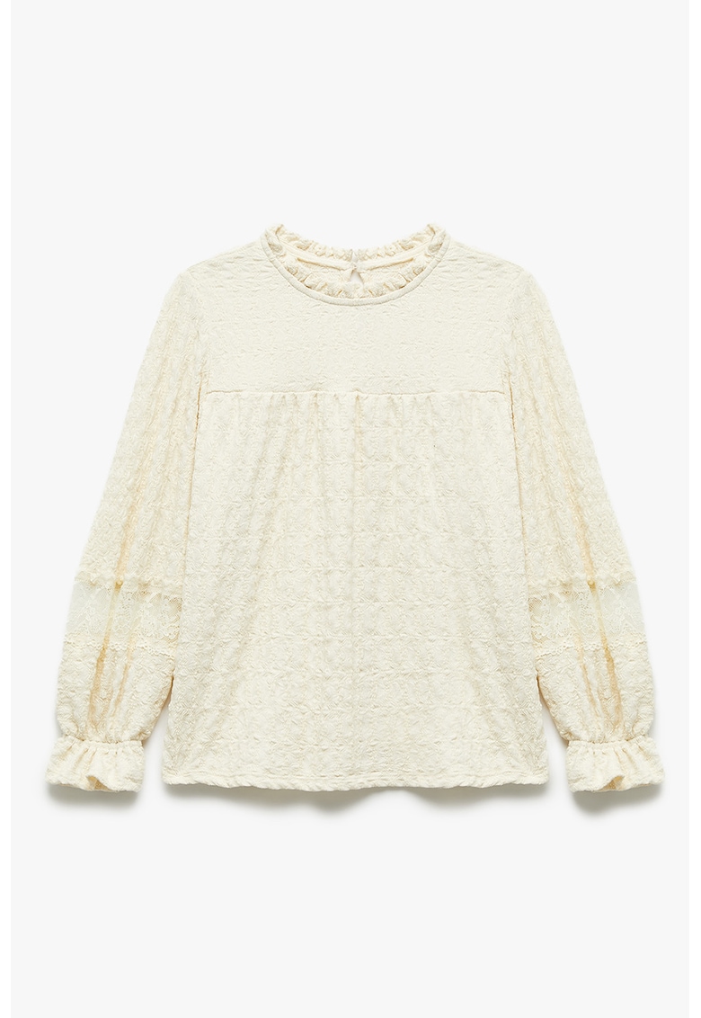 Bluza texturata cu maneci cugarnituri de dantela