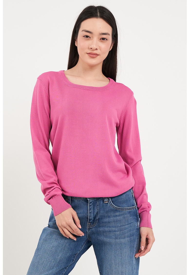 Pulover tricotat fin cu model uni