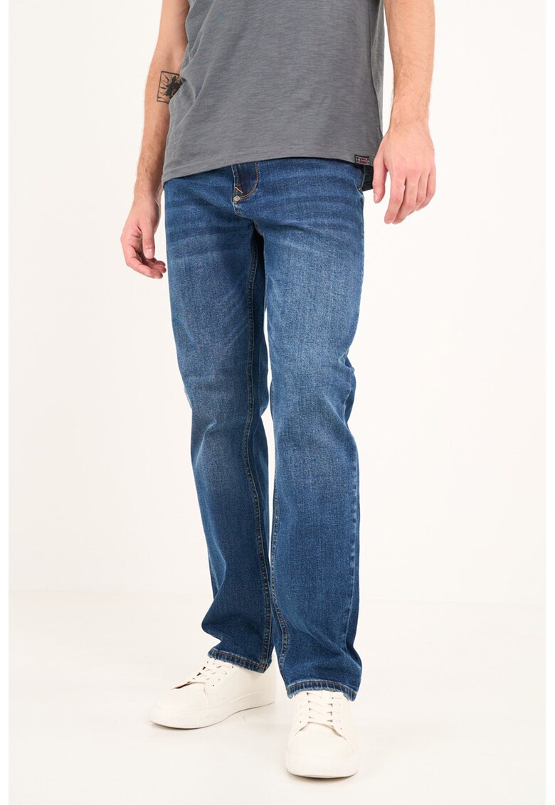 Blugi regular fit cu aspect decolorat - Bleumarin