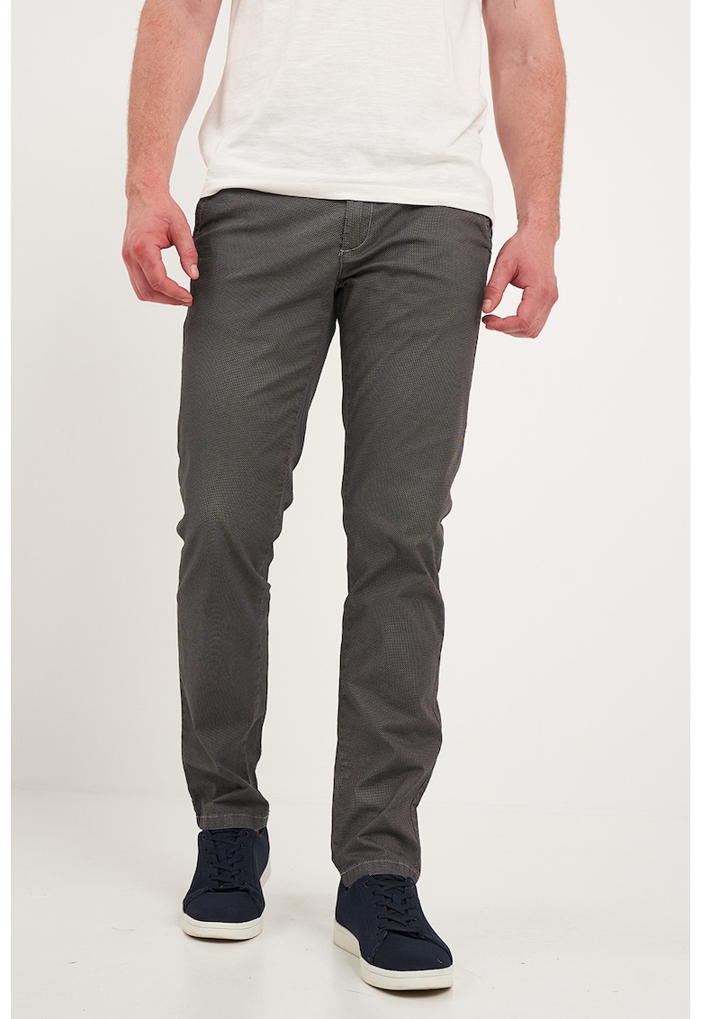 Pantaloni slim fit - Alb/Gri inchis