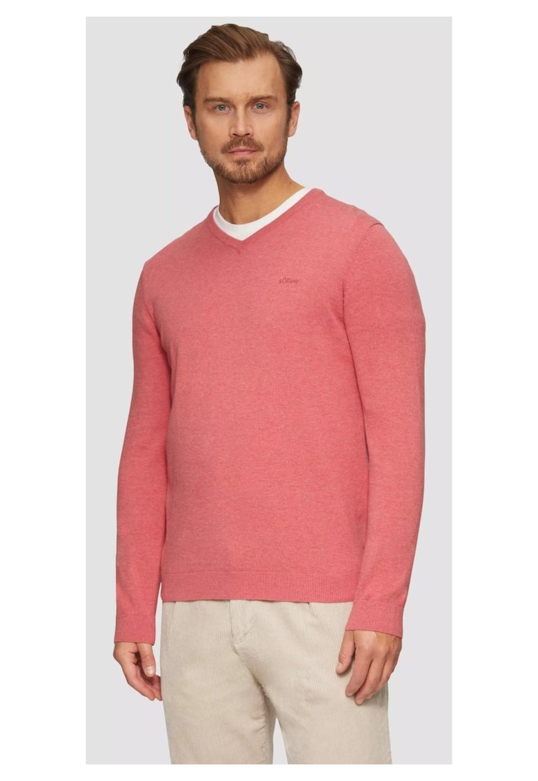 Pulover de bumbac cu decolteu in V