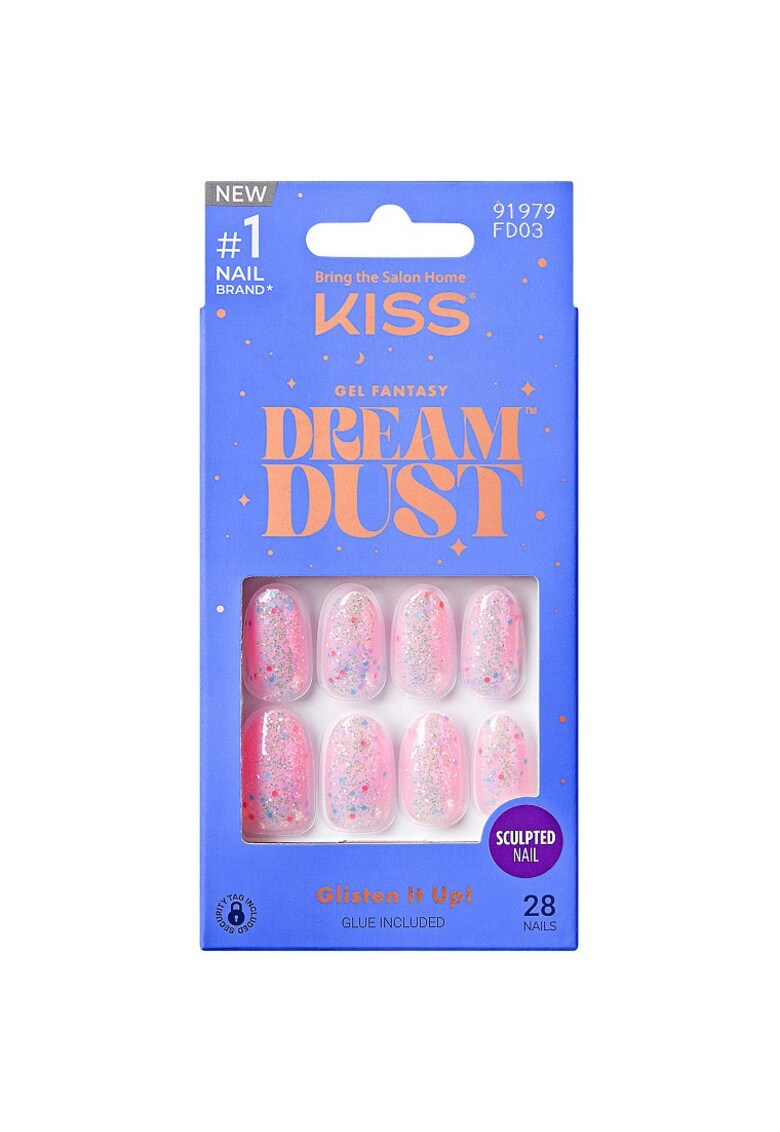 Unghii False DREAM DUST Gel Fantasy Dreamdust 28 buc - Roz Cristal