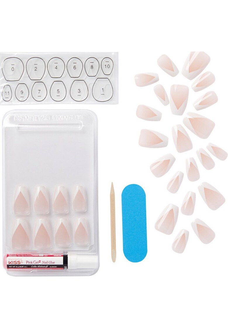 Unghii False CLASSYBE - 28 buc - Alb/Nude rose