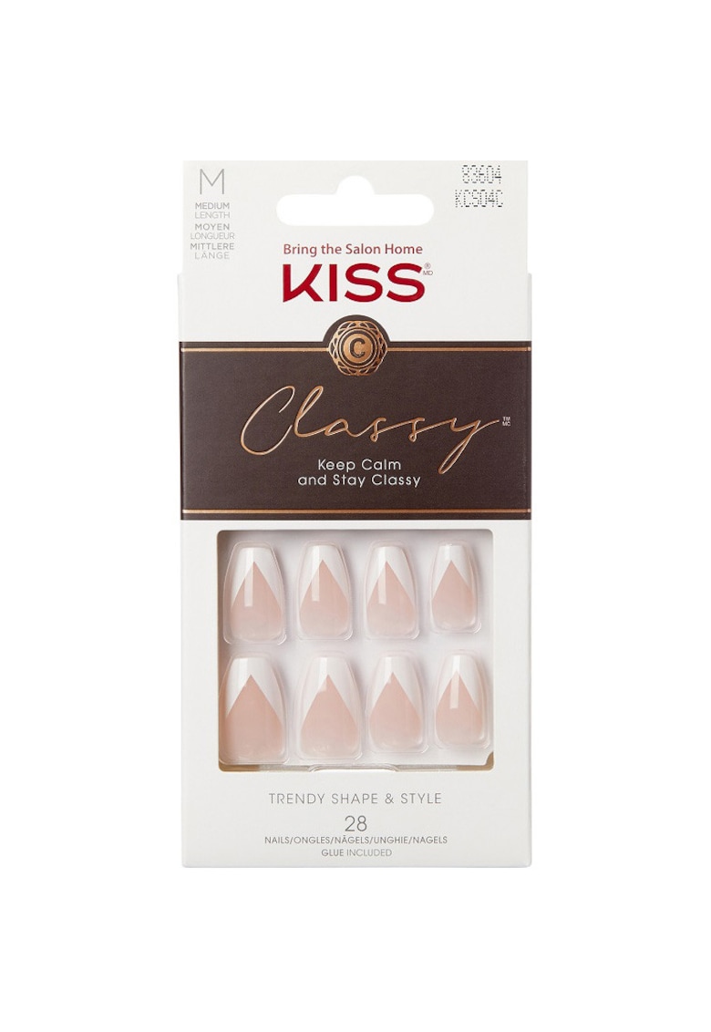 Unghii False CLASSYBE - 28 buc - Alb/Nude rose