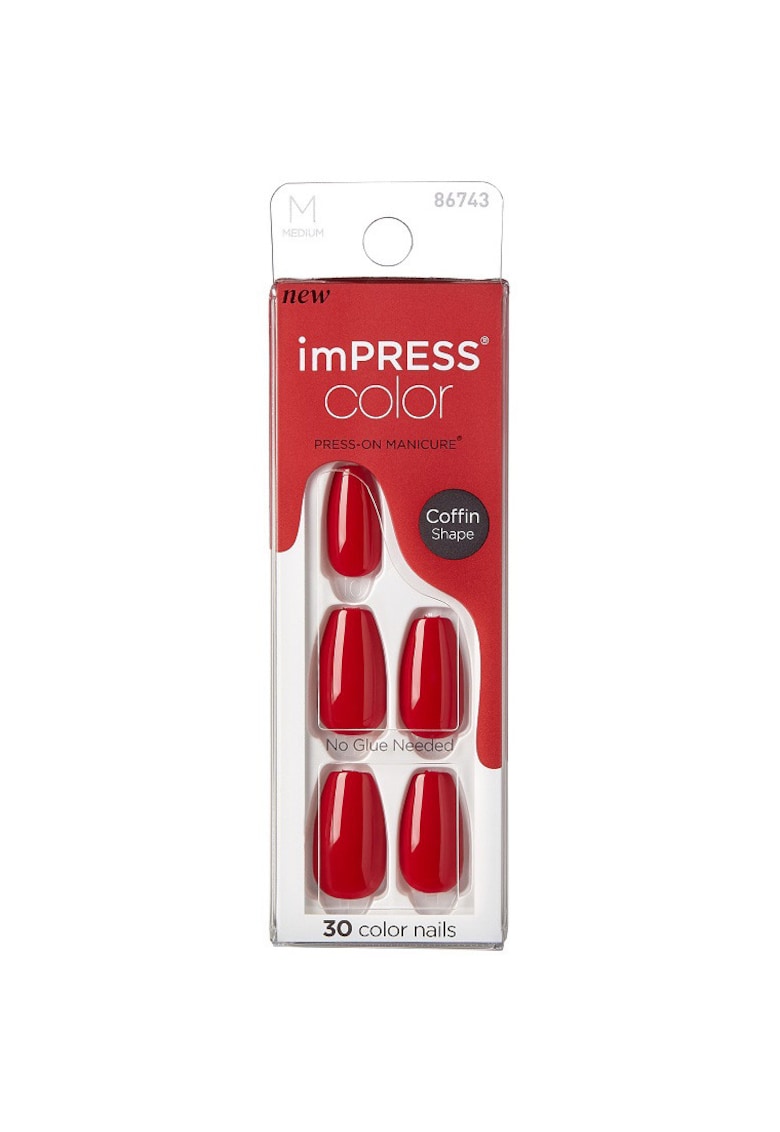 Unghii False IMPRESS - 30 buc - Rosu intens