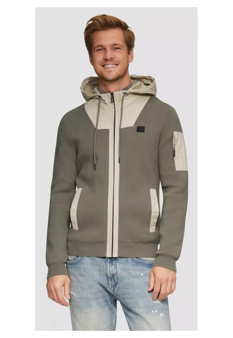 Cardigan barbati din bumbac - cu gluga si buzunare oblice