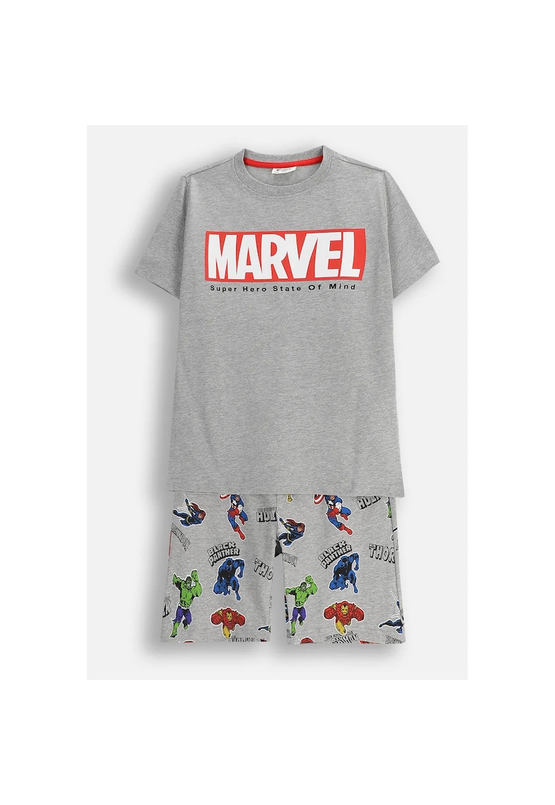 Pijama copii - 2 piese - imprimeu Avengers - gri - bumbac