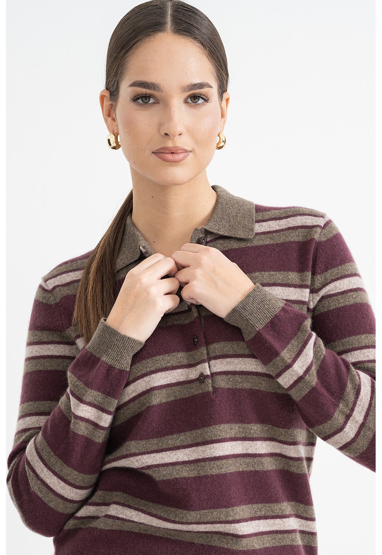Pulover polo de casmir in dungi