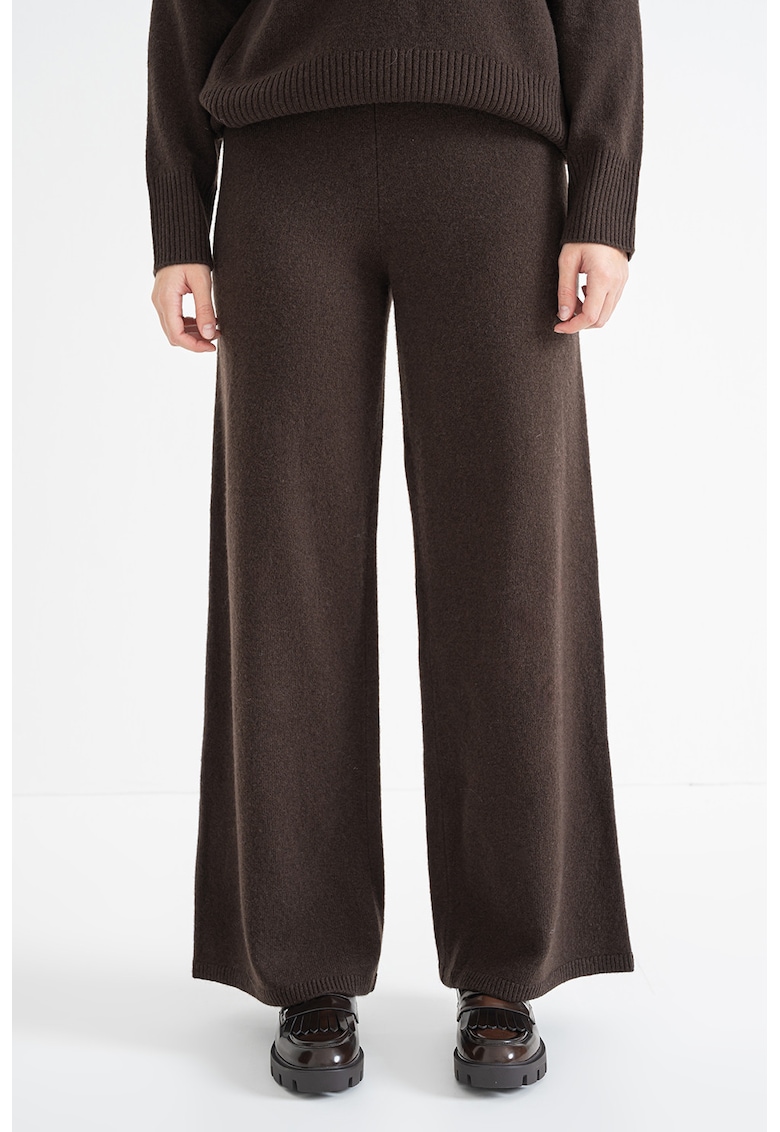 Pantaloni ampli de lana - Maro inchis