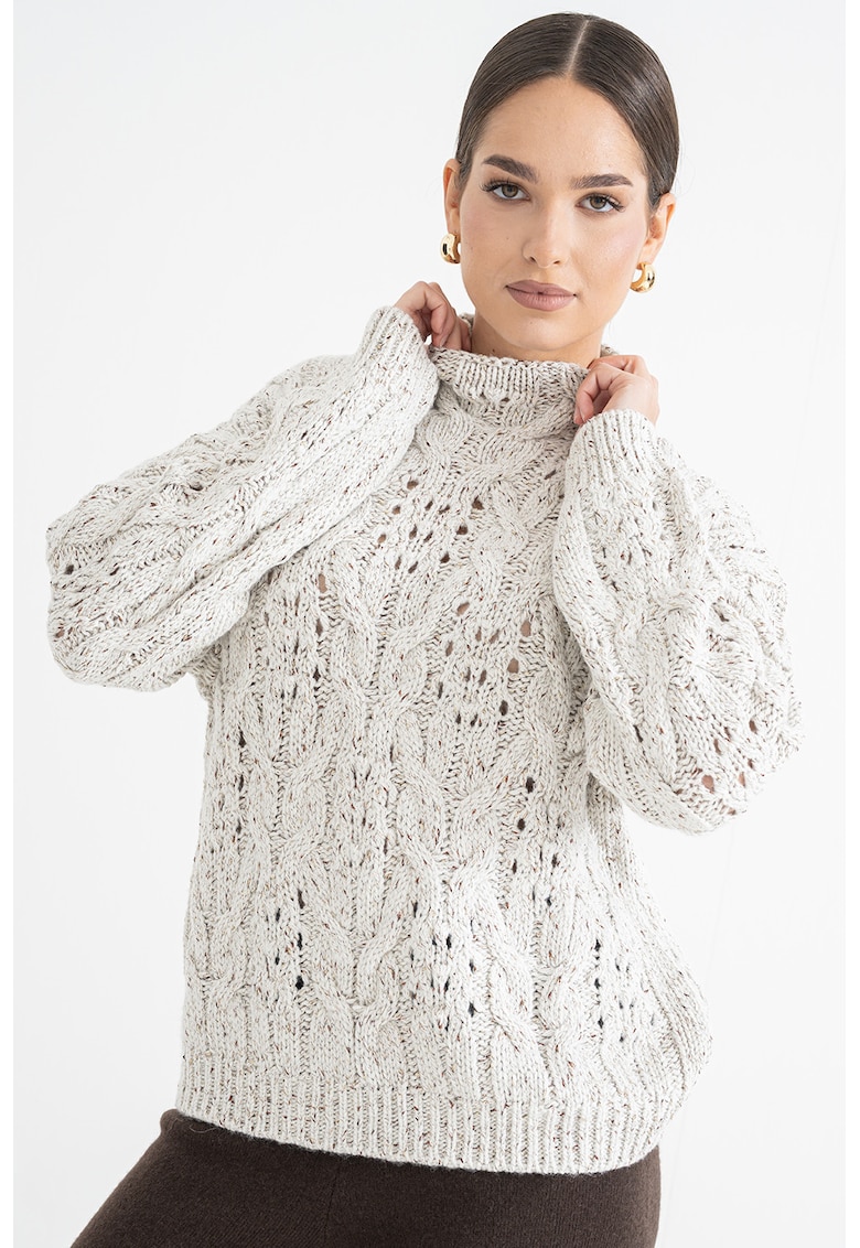 Pulover lejer tricotat cu aspect perforat