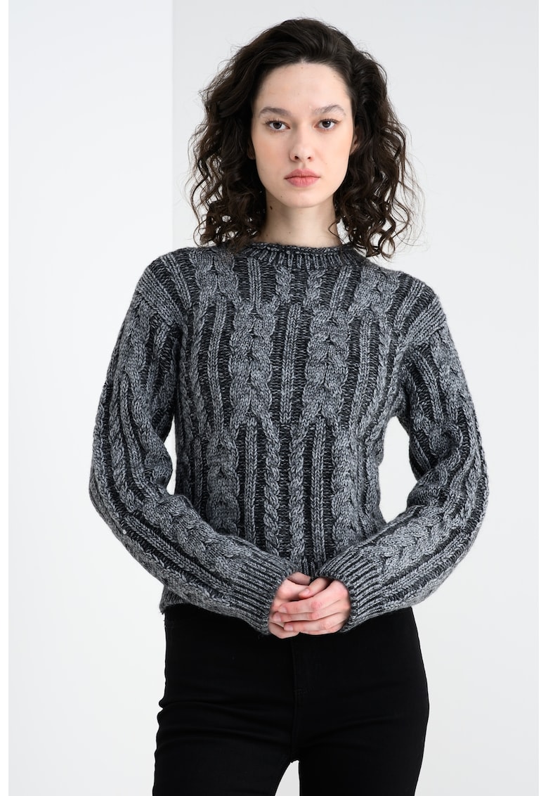 Pulover din amestec de lana cu model torsade