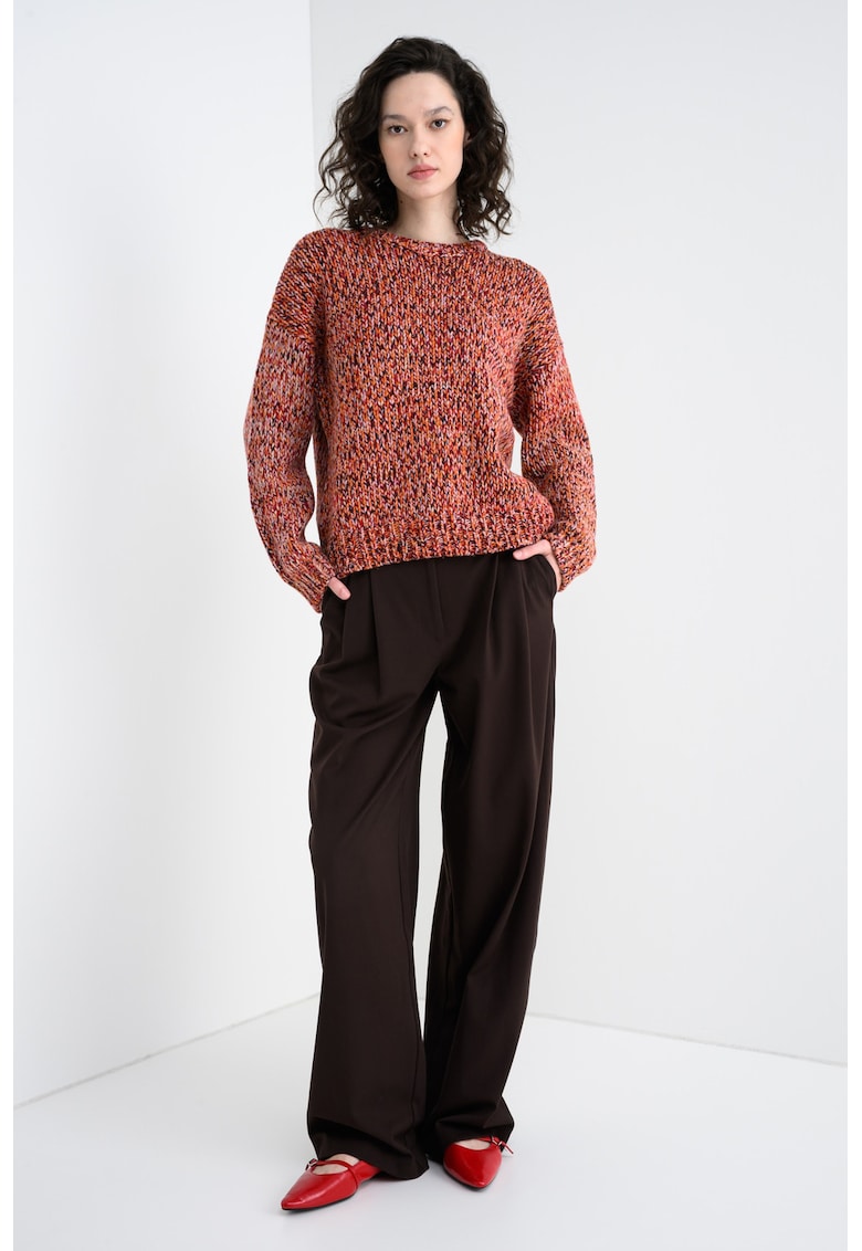 Pulover din amestec de lana cu maneci cazute