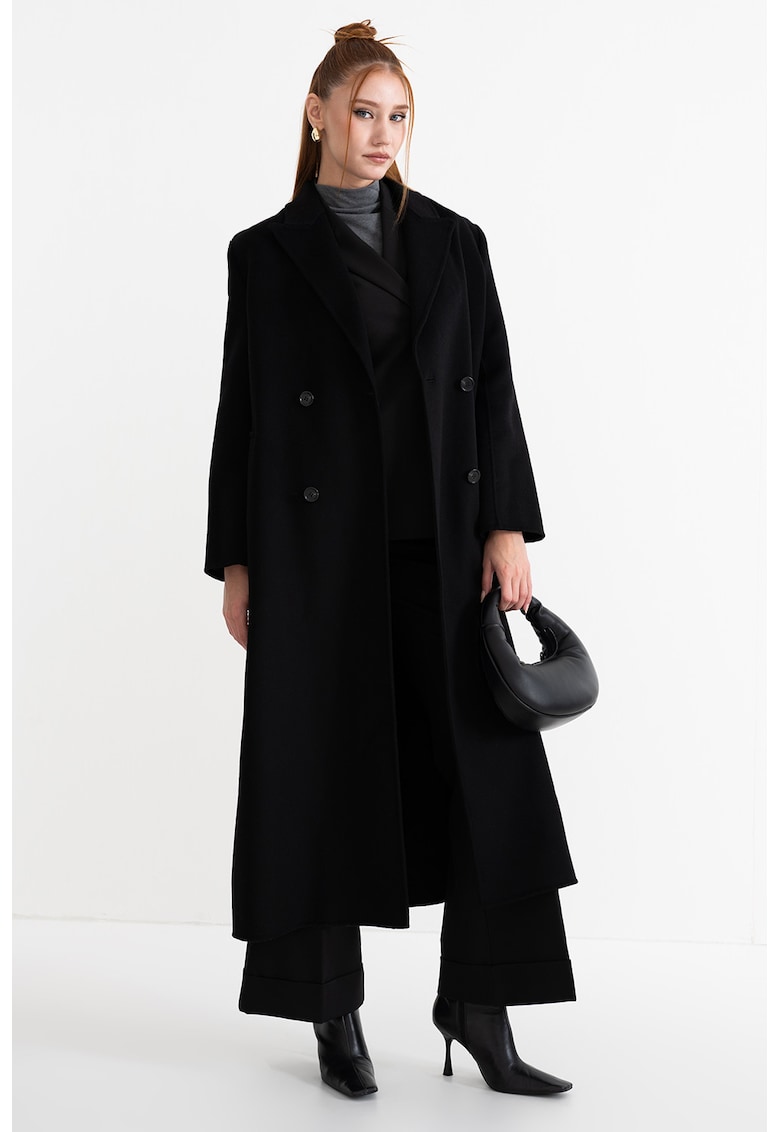 Trenci lung din amestec de lana cu nasturi