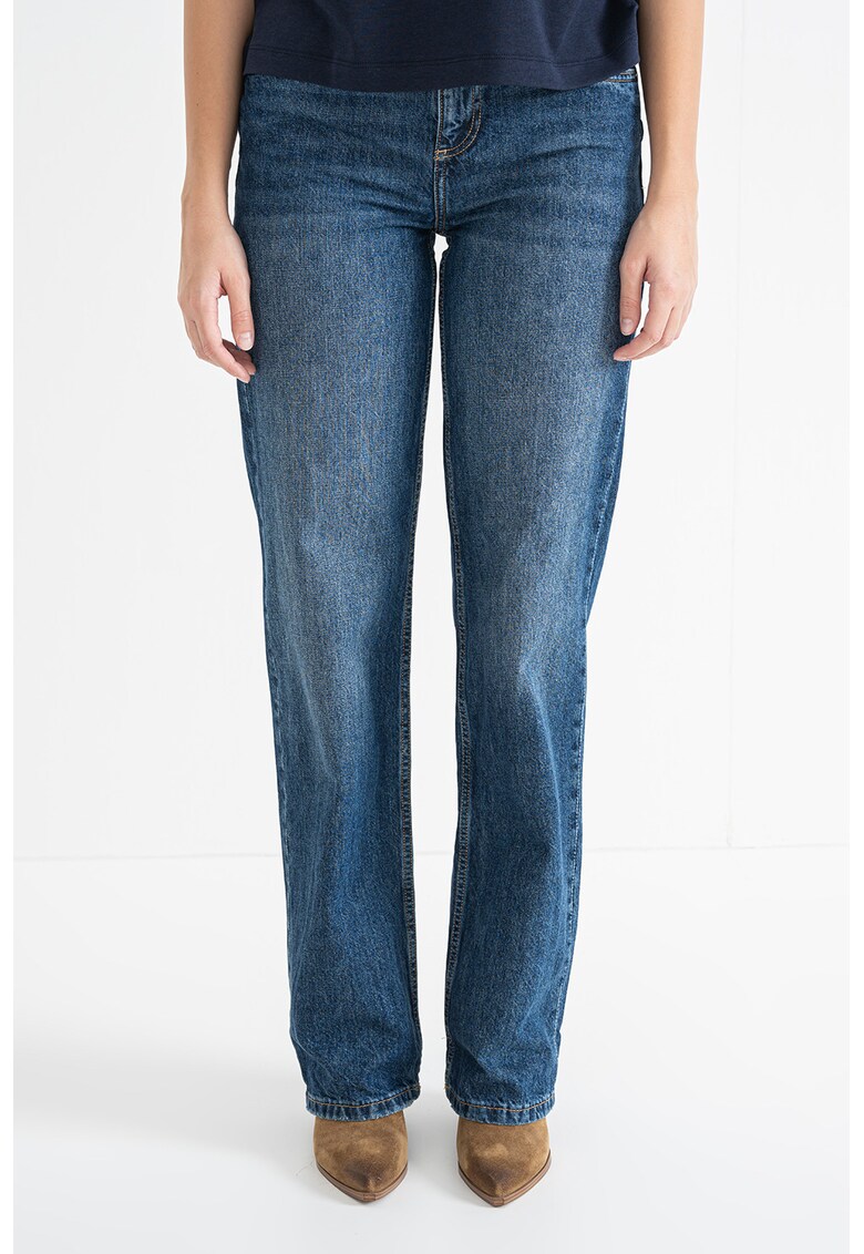 Blugi drepti cu talie medie - Albastru inchis