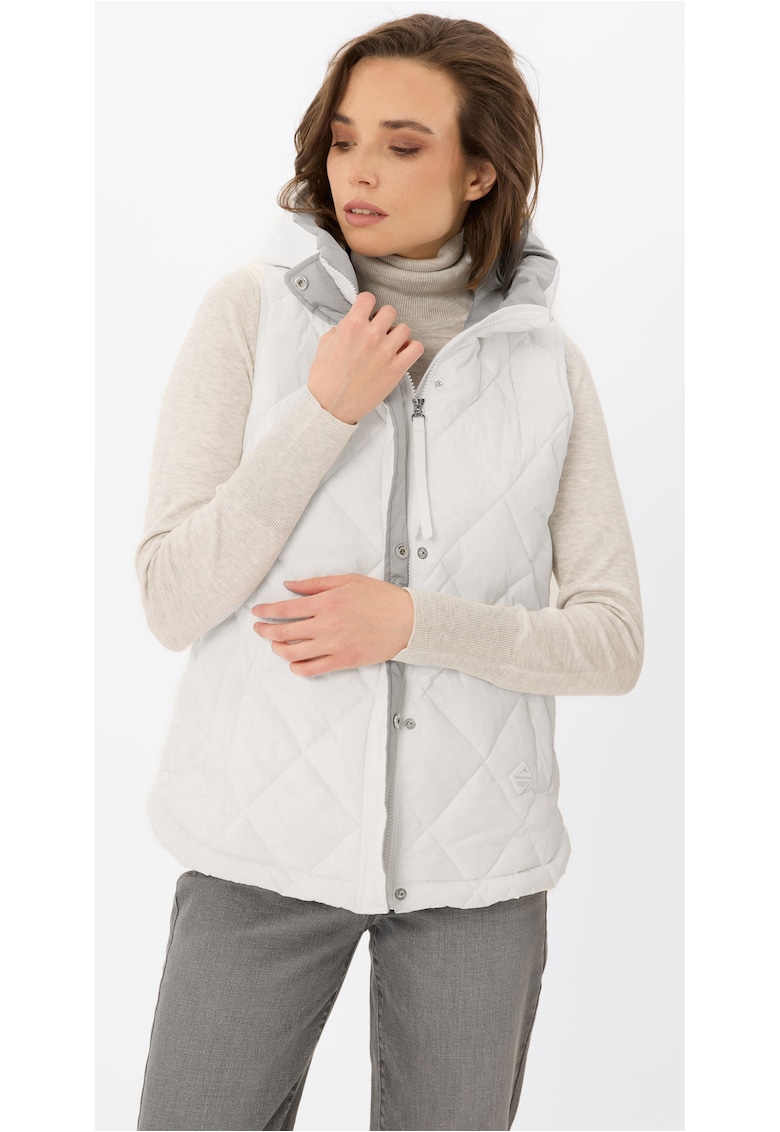 Vesta matlasata cu gluga - casual - femei - V-Milan - alb