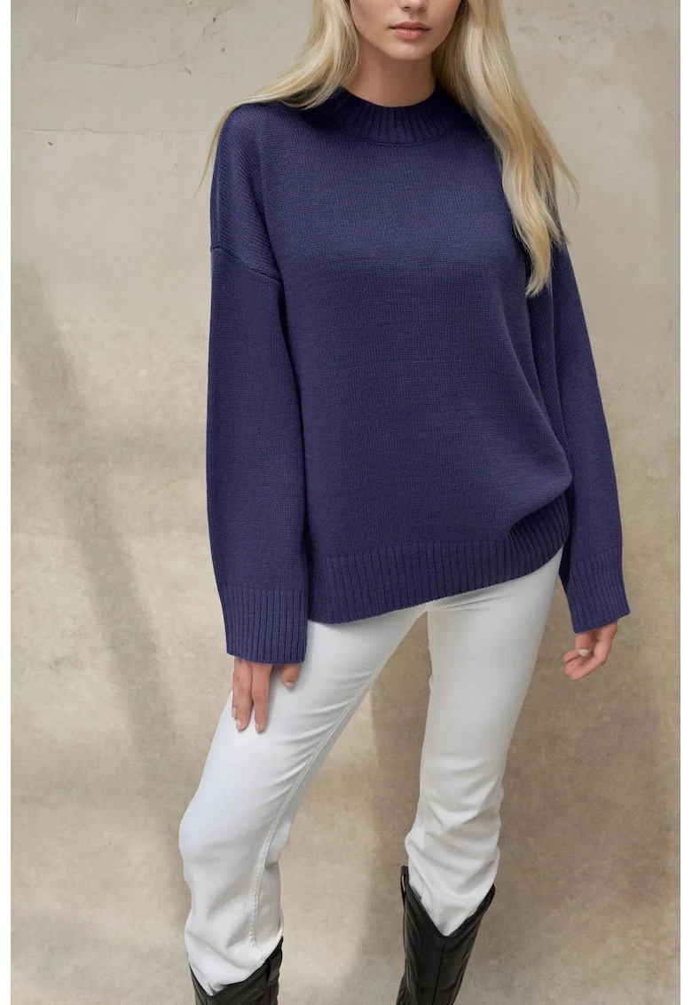 Pulover dama - confortabil - albastru cobalt - tricot