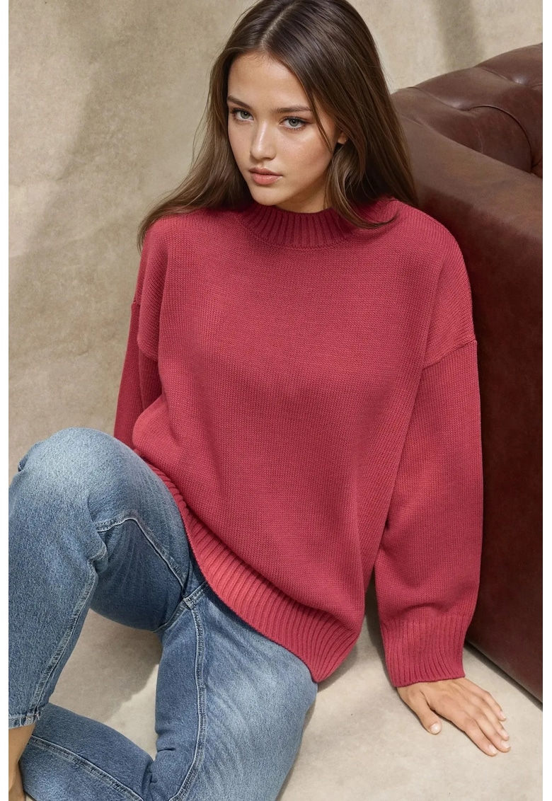 Pulover dama - confortabil - rosu inchis - tricot