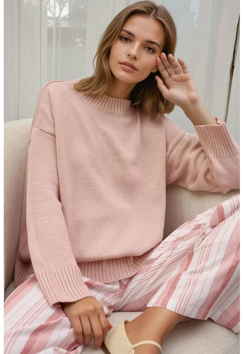 Pulover dama - confortabil - roz - tricot