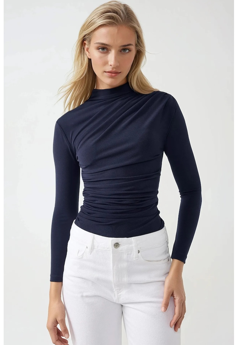 Bluza dama - guler inalt - Albastru marin