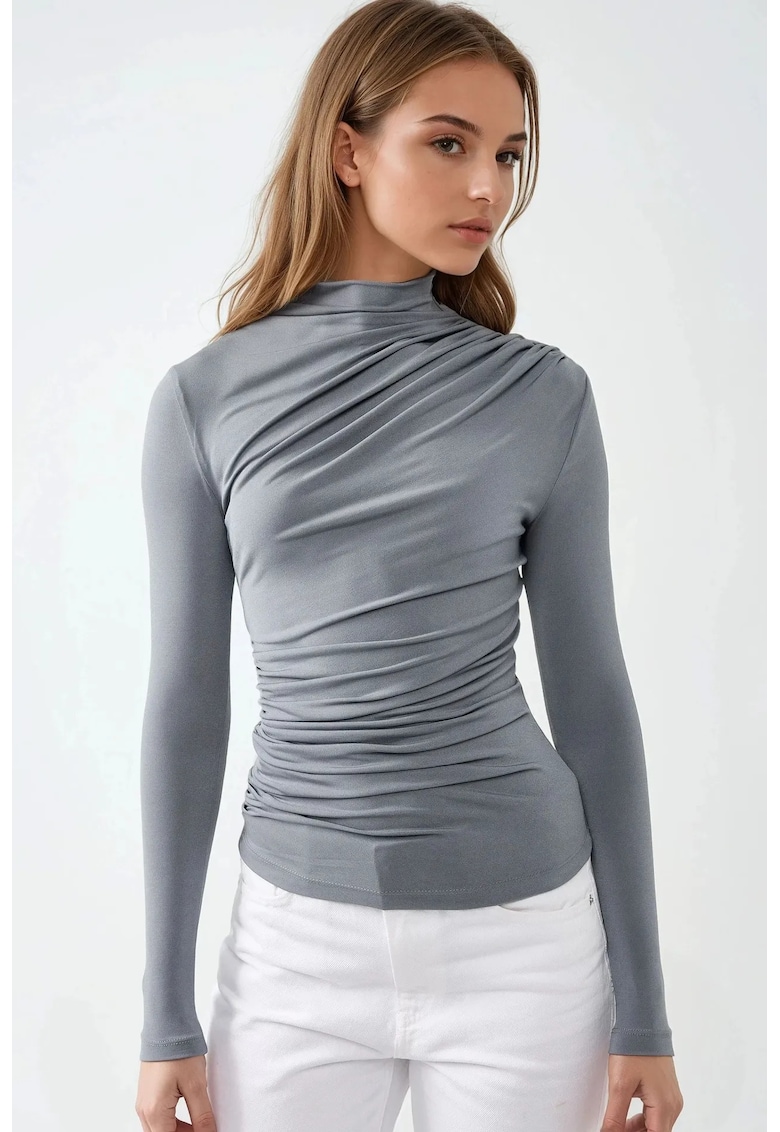 Bluza dama - guler inalt - gri - Gri