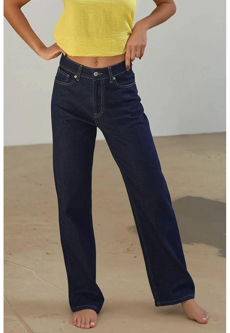 Blugi dama denim - croiala dreapta - albastru inchis