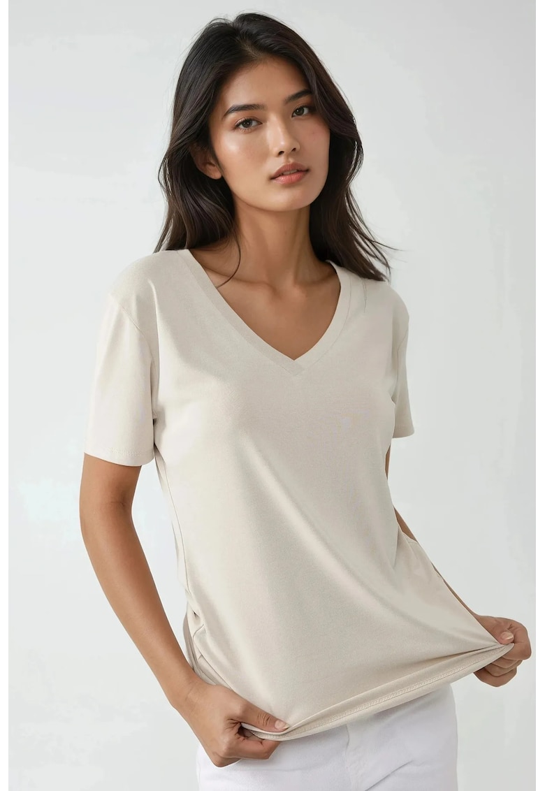 Tricou dama decolteu in V - maneca scurta