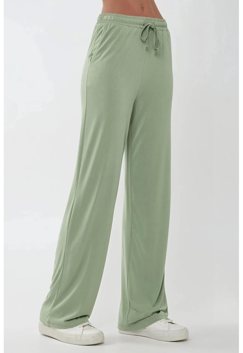 Pantaloni dama -  croi larg - moale la atingere - verde mint - poliester