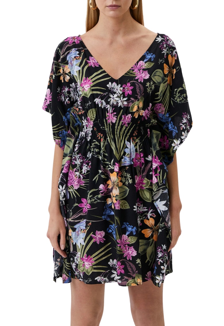 Rochie cu decolteu in V si imprimeu floral -
