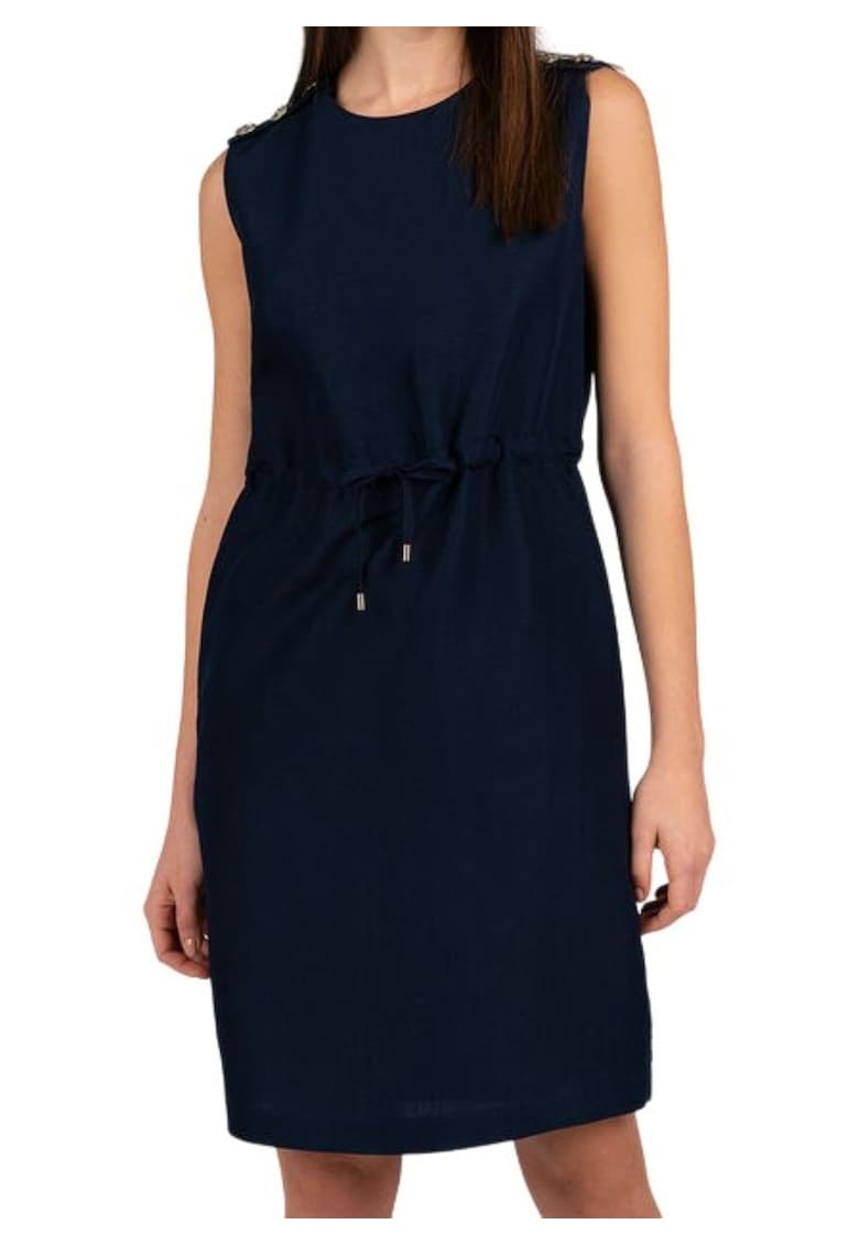 Rochie din amestec de in cu snur in talie - Rochie din amestec de in cu snur in talie -