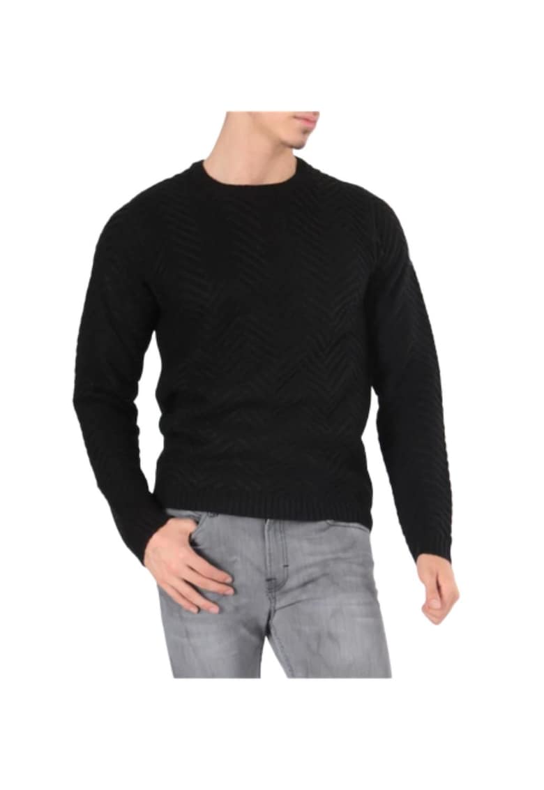 Pulover uni cu decolteu la baza gatului - Pulover uni cu decolteu la baza gatului -