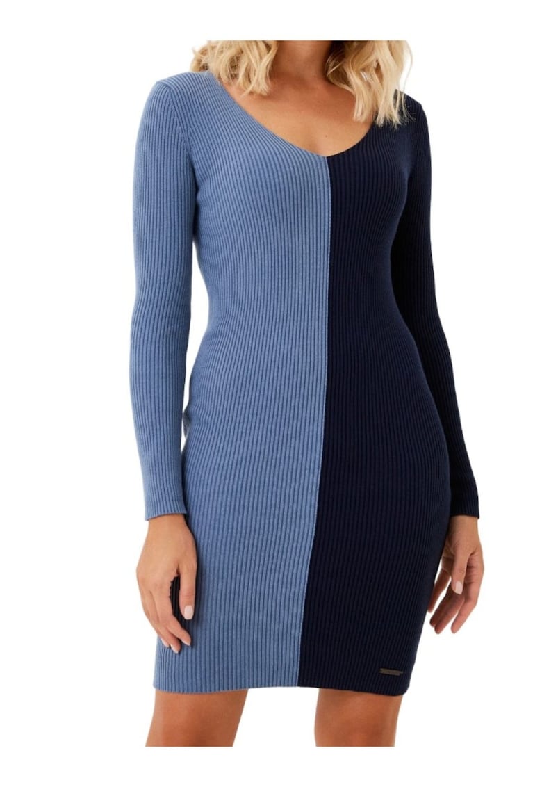 Rochie model colorblock cu decolteu in V - Rochie model colorblock cu decolteu in V -