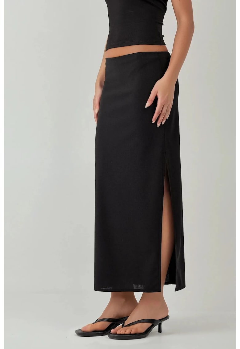 Fusta maxi - talie joasa - neagra - textil