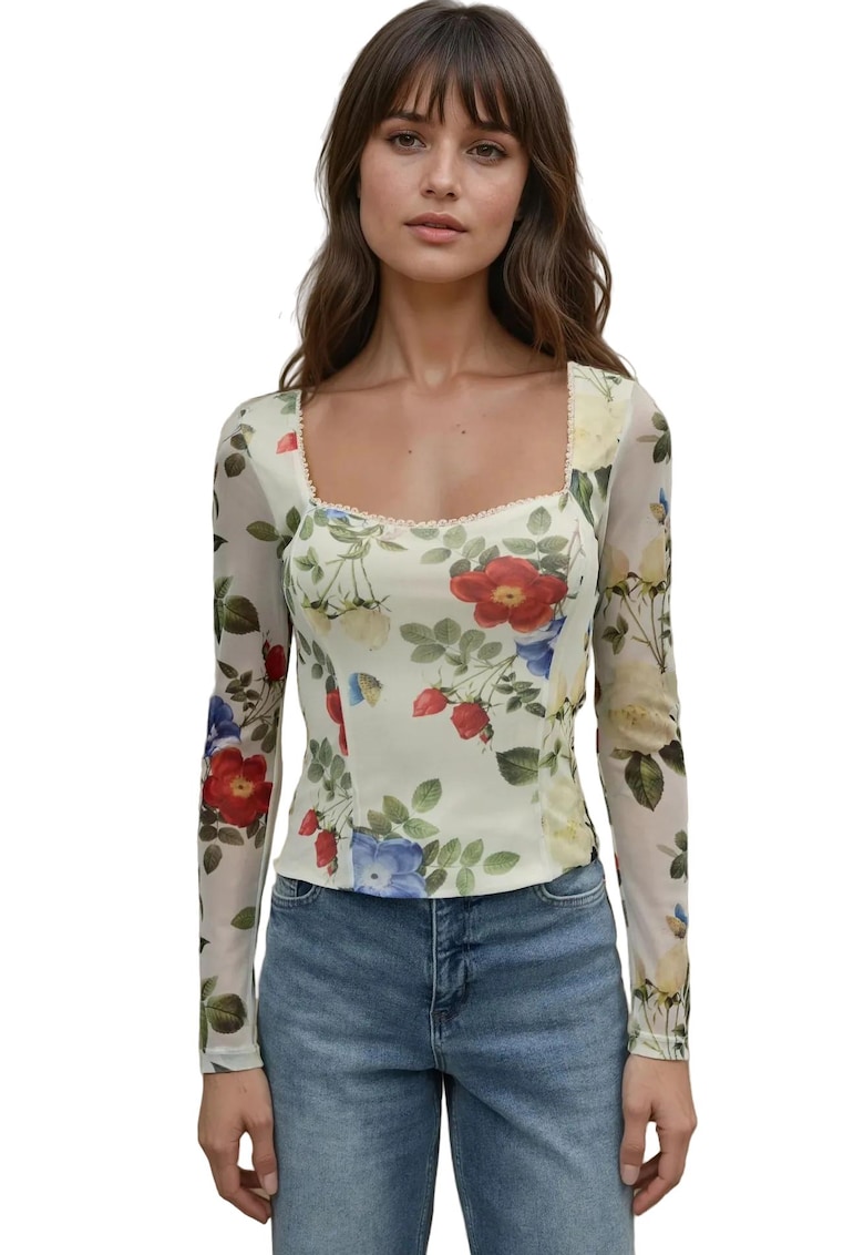 Bluza dama - Multicolor - Jerseu - Floral Bluza dama - Multicolor - Jerseu - Floral