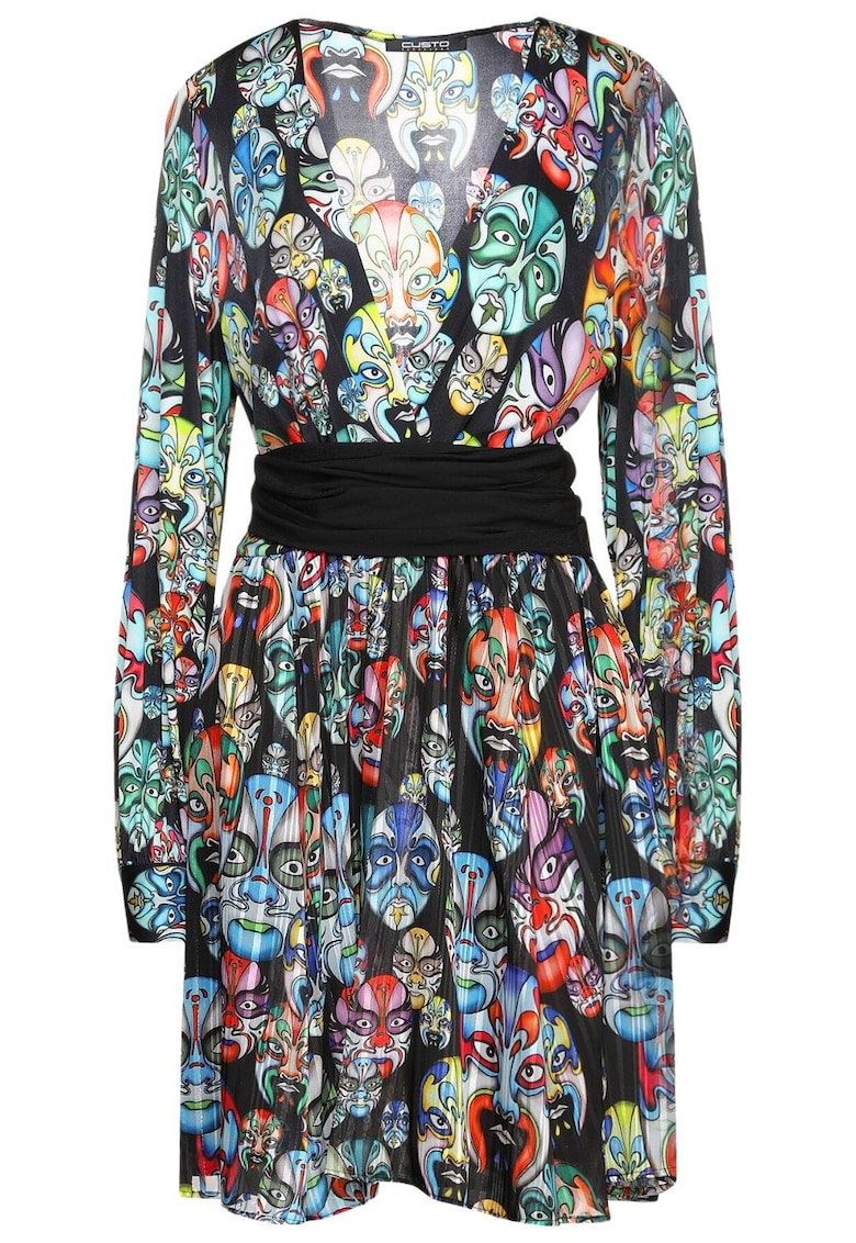 Rochie cu print si decolteu in V - Rochie cu print si decolteu in V -