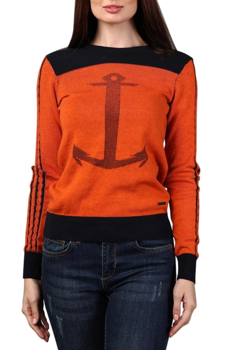 Pulover regular fit cu detalii contrastante Pulover regular fit cu detalii contrastante