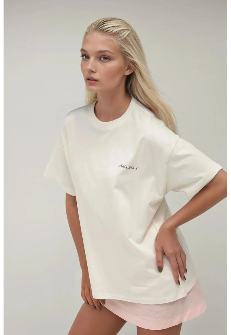 Tricou dama  bumbac 100% - supradimensionat - alb