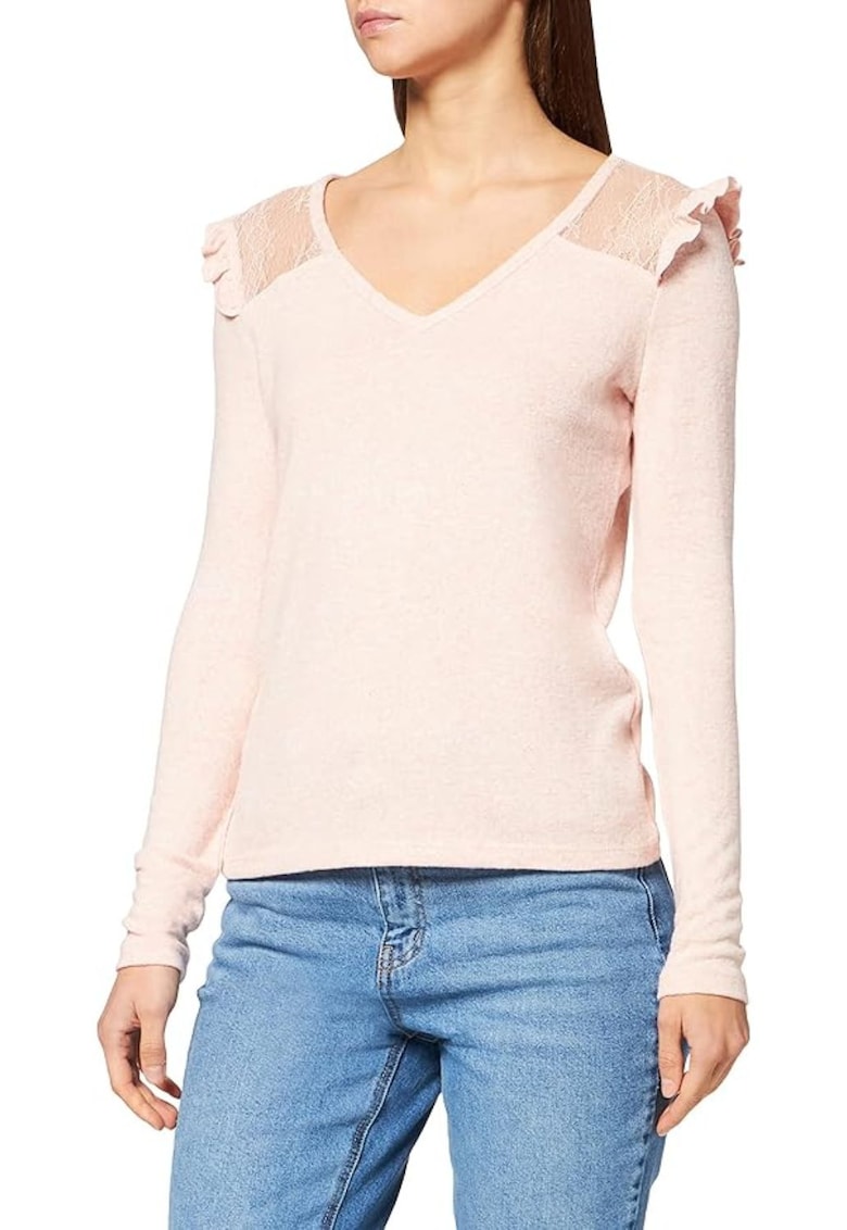 Pulover cu decolteu in V si insertie de dantela Betty - Pulover cu decolteu in V si insertie de dantela Betty -