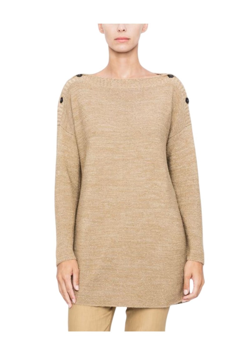 Pulover lejer cu decolteu barcuta -