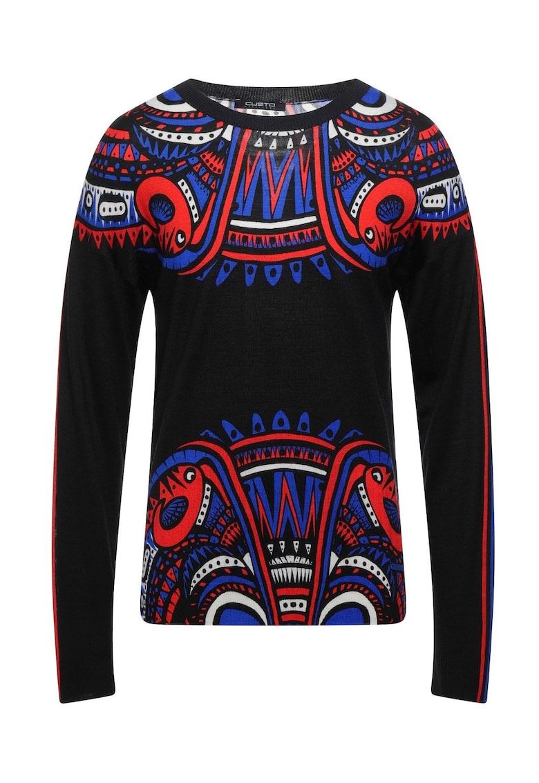Pulover printat cu decolteu la baza gatului - Pulover printat cu decolteu la baza gatului -