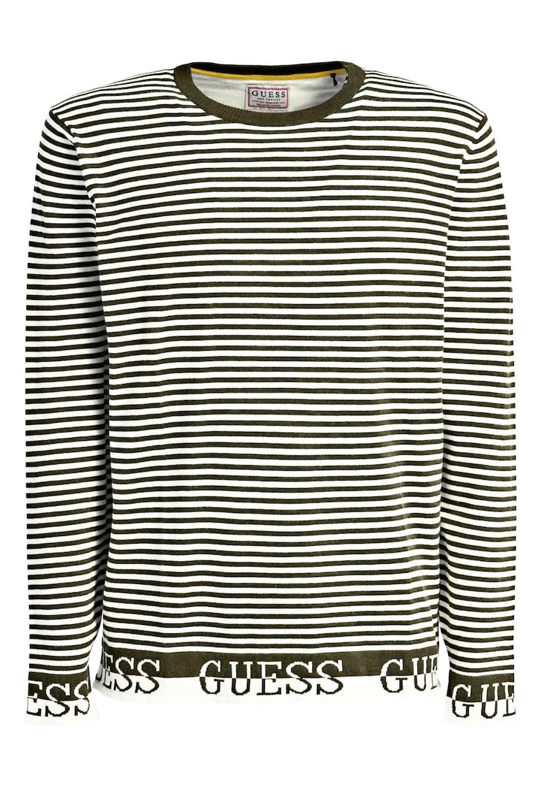 Pulover regular fit cu logo si dungi -