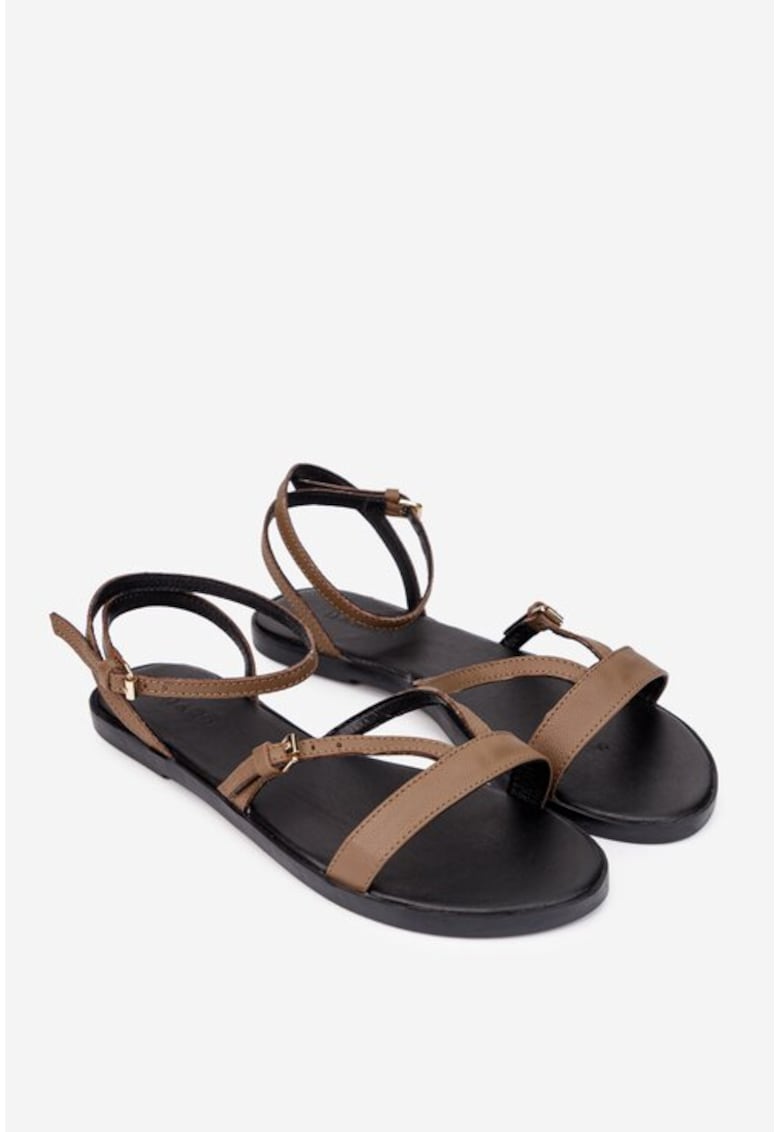 Sandale piele taupe - Maro taupe