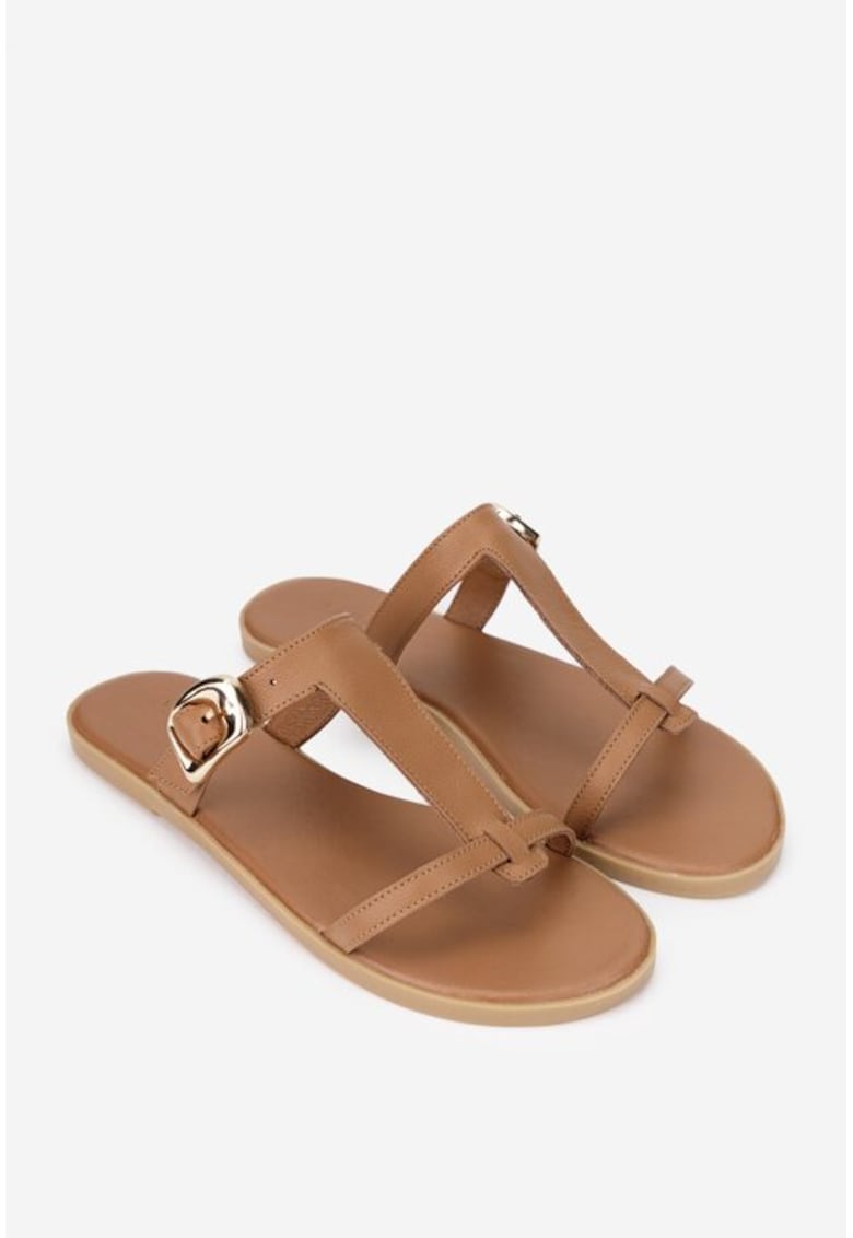 Sandale dama din piele naturala maro - 648754 - Maro deschis