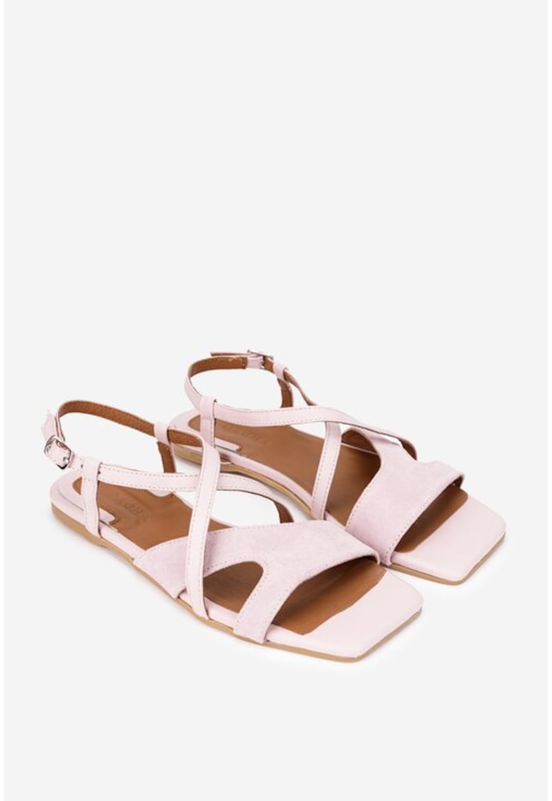 Sandale dama piele roz pudra - Roz deschis