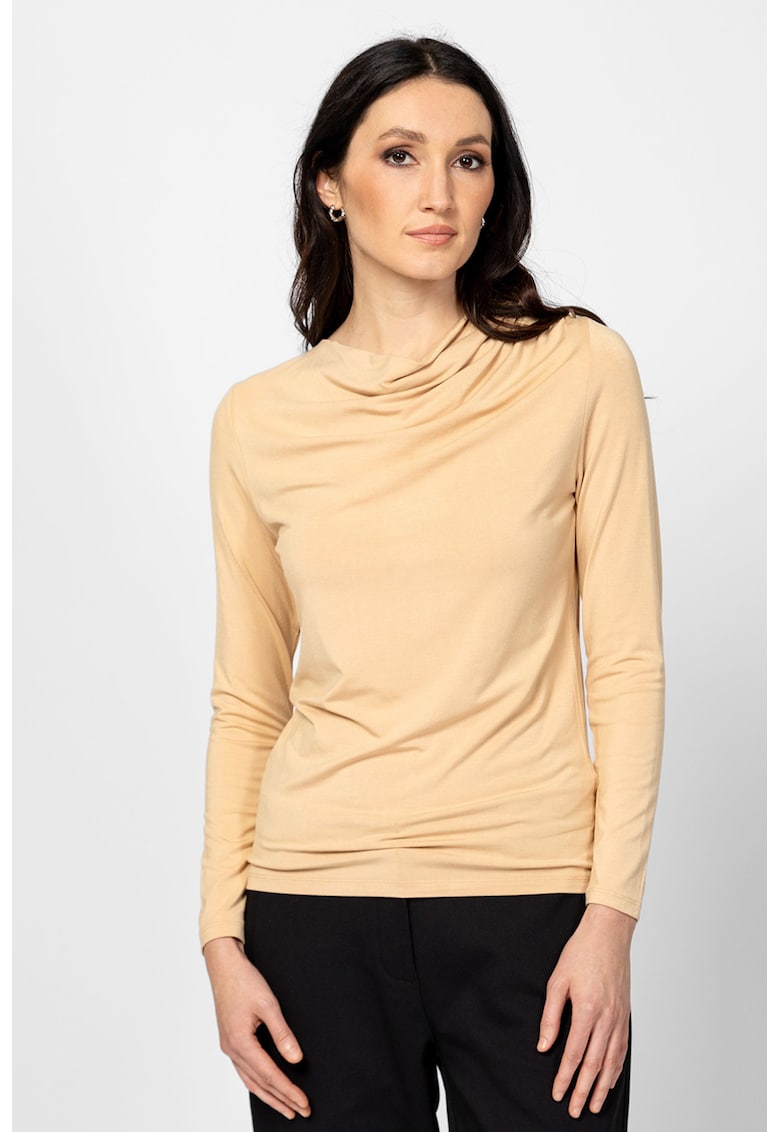 Bluza cu model uni si detaliu drapat