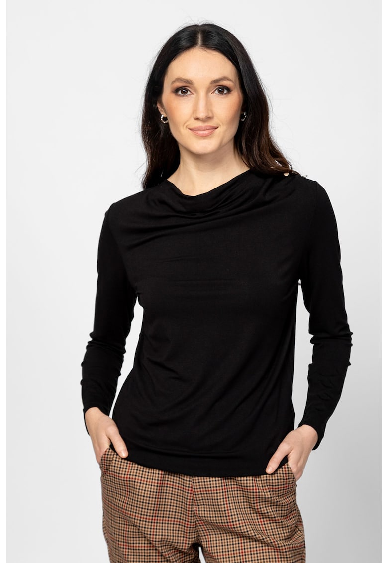 Bluza cu model uni si detaliu drapat