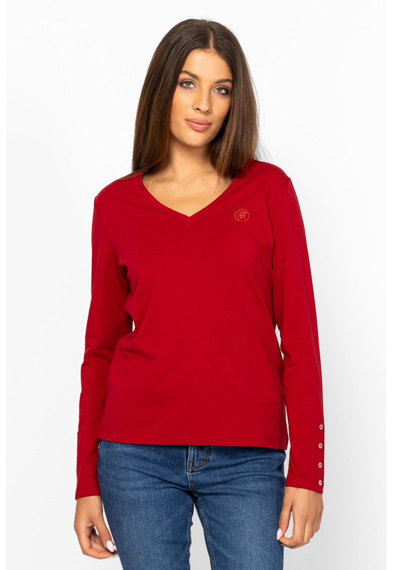 Bluza cu decolteu in V si maneci cu nasturi
